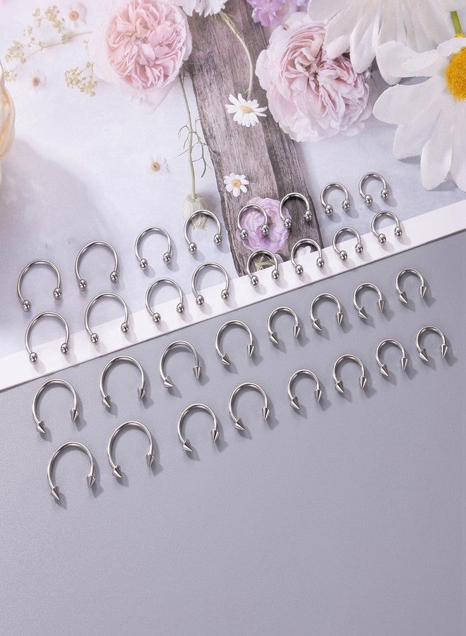 NICEIGHT 32Pcs 14G 16G 18G Surgical Steel Septum Nose Rings for Women Men Horseshoe Earrings Cartilage Helix Tragus Eyebrow Lip Daith Hoop Smily Piercing Jewelry 18G S - Image 2